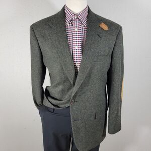 Evan‎ Picone Men's Tweed Sport Coat Blazer Two Button Elbow Patch Gray About 43R